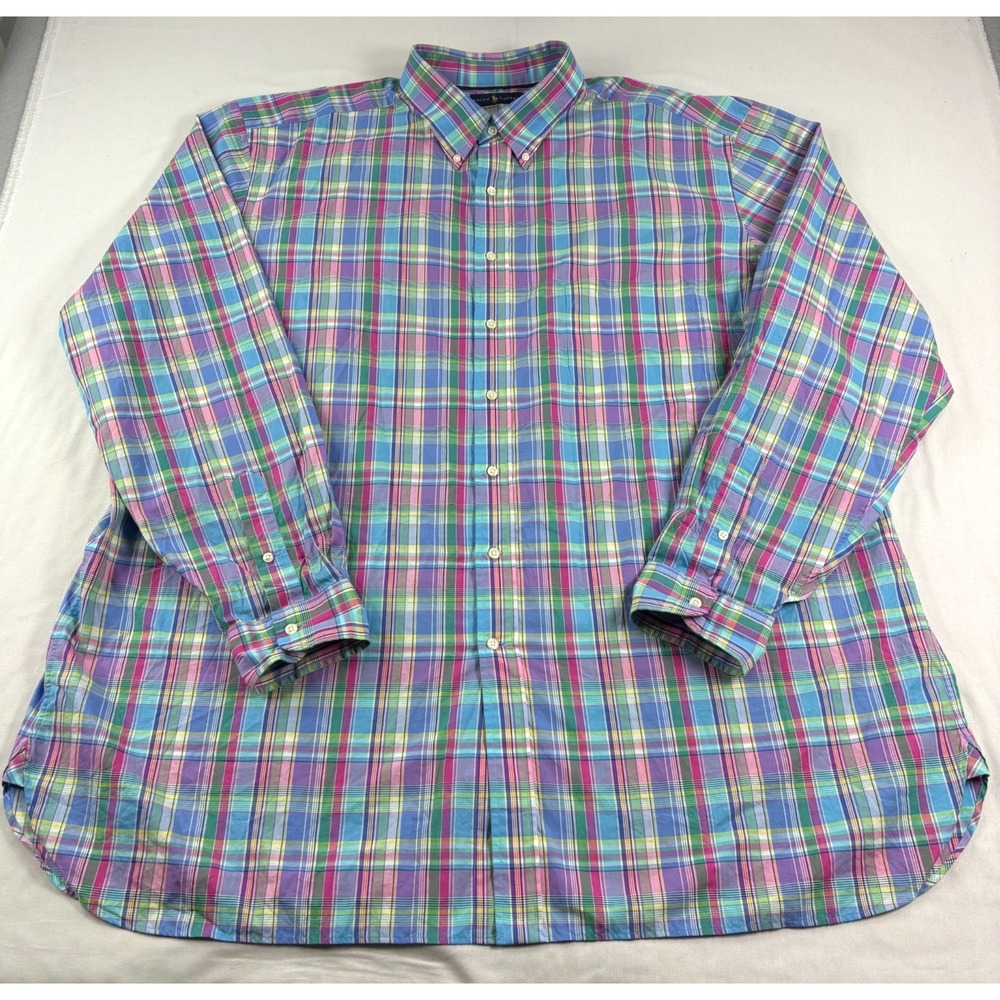 Polo Ralph Lauren Shirt Mens 3XLT Tall Plaid Button Up Long Sleeve Preppy Casual